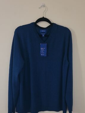 Apt. 9 Men's Merino Wool Deep Navy V-Neck Sweater 2XL